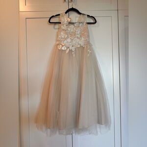 BHLDN Cream Leandra Floral Appliqué Kids Dress